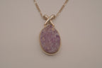 Sterling silver oval amethyst druzy pendant necklace