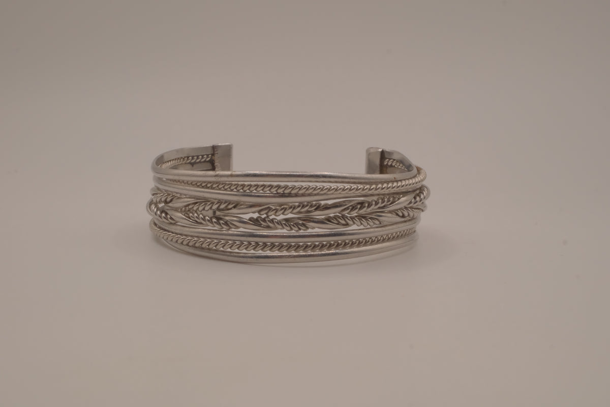 Vintage silver tone split-shank cuff bracelet