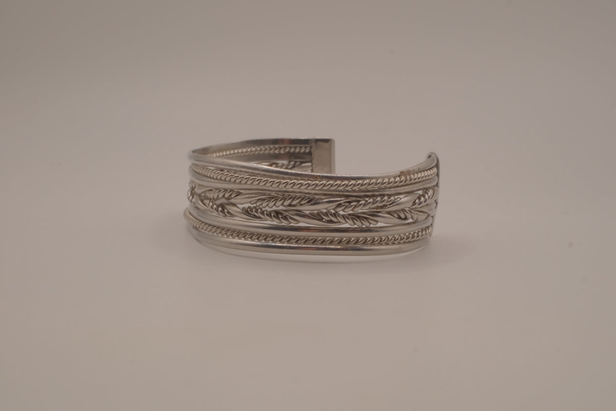 Vintage silver tone split-shank cuff bracelet
