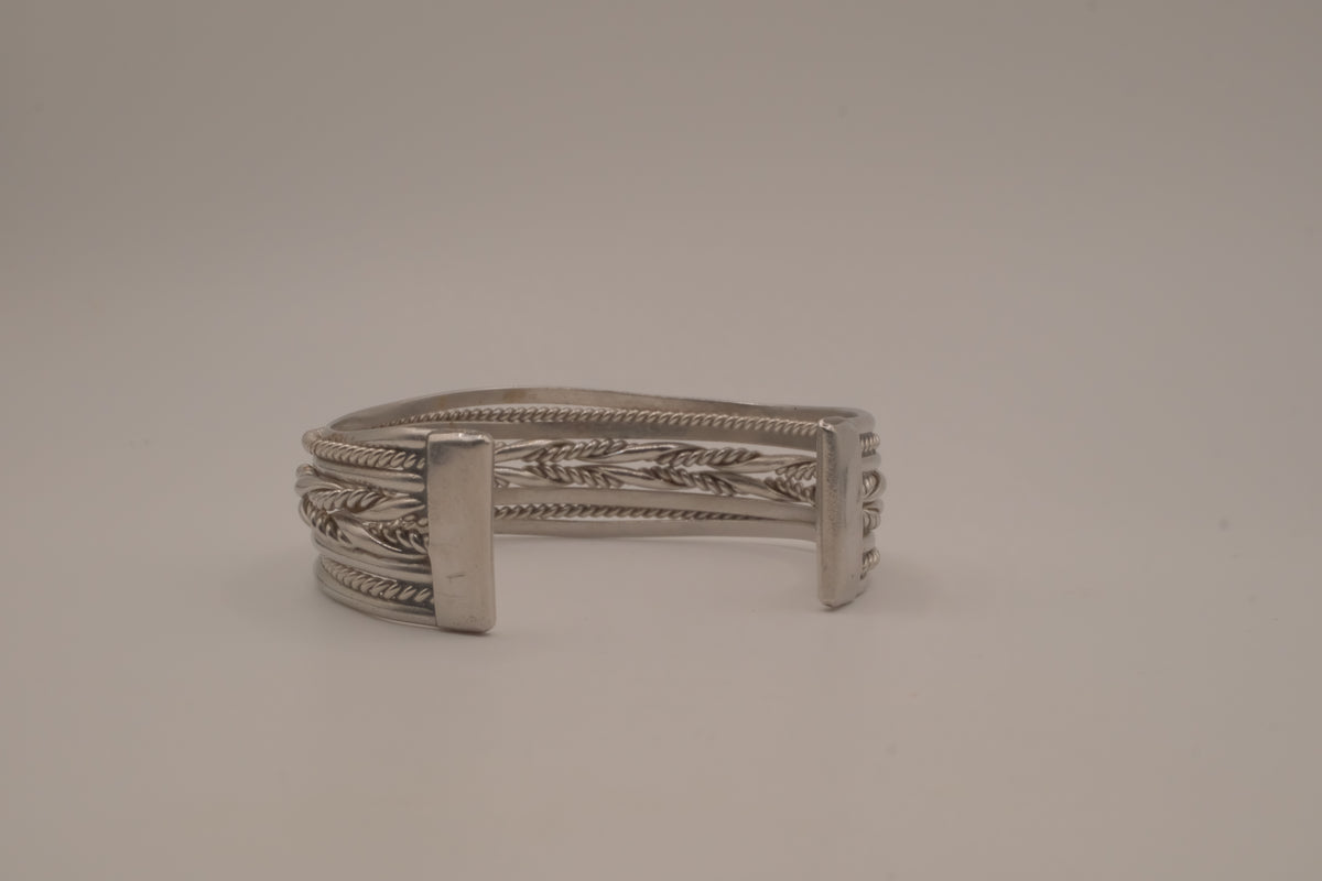 Vintage silver tone split-shank cuff bracelet