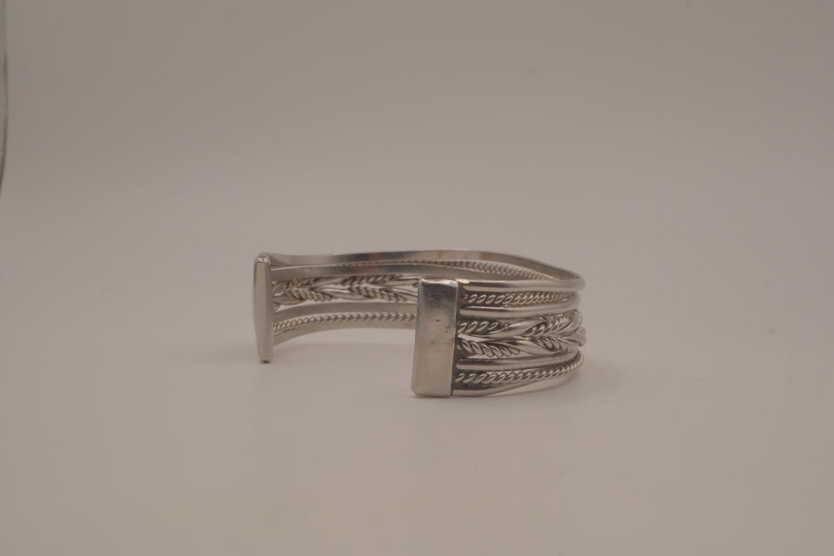 Vintage silver tone split-shank cuff bracelet