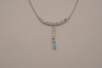 Vintage White and Blue rhinestones Y necklace