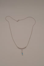 Vintage White and Blue rhinestones Y necklace