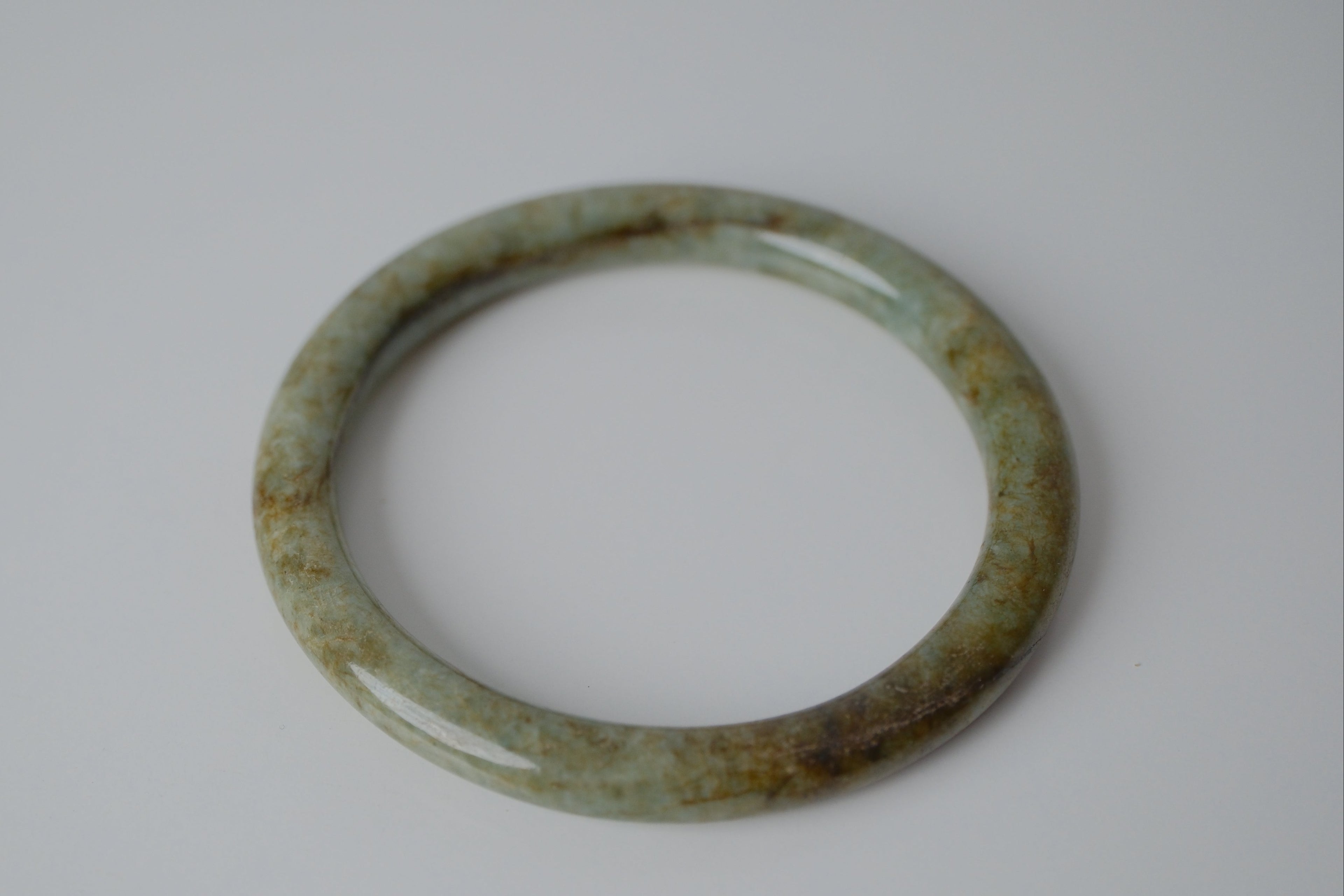Natural Jadeite 'Moss in Snow" Bangle