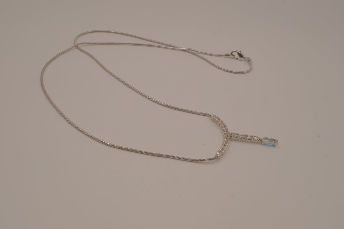 Vintage White and Blue rhinestones Y necklace