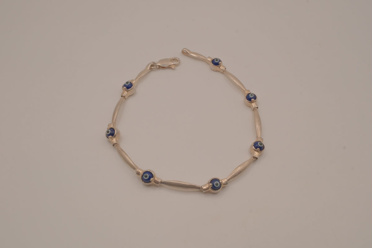 Sterling silver evil eye protection bracelet