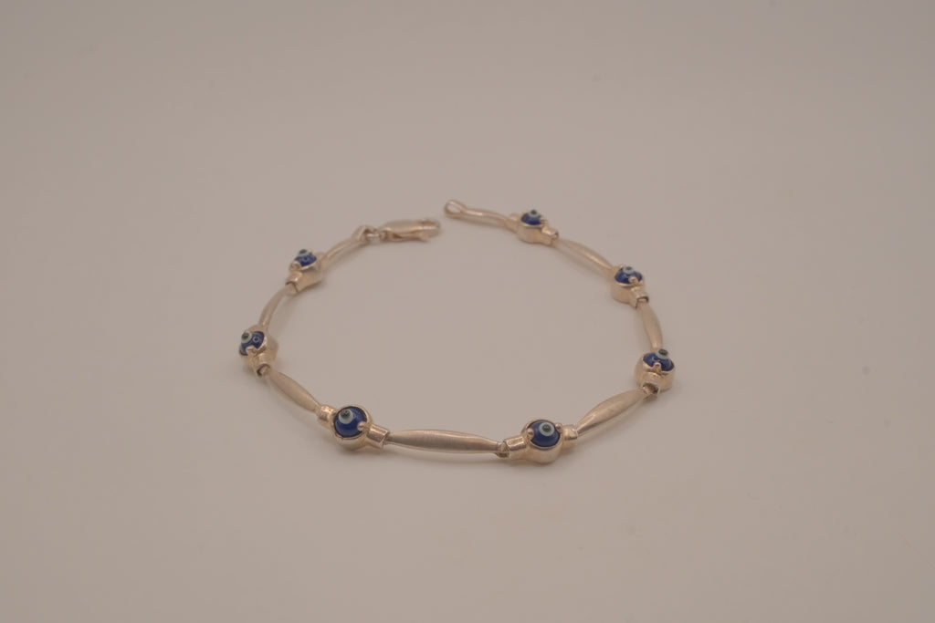 Sterling silver evil eye protection bracelet