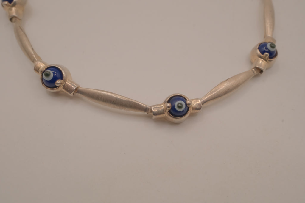 Sterling silver evil eye protection bracelet