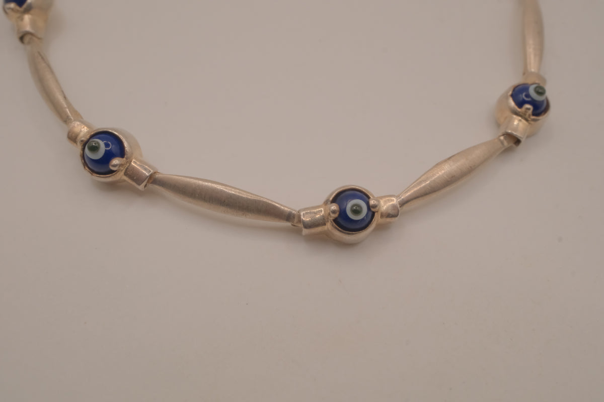 Sterling silver evil eye protection bracelet