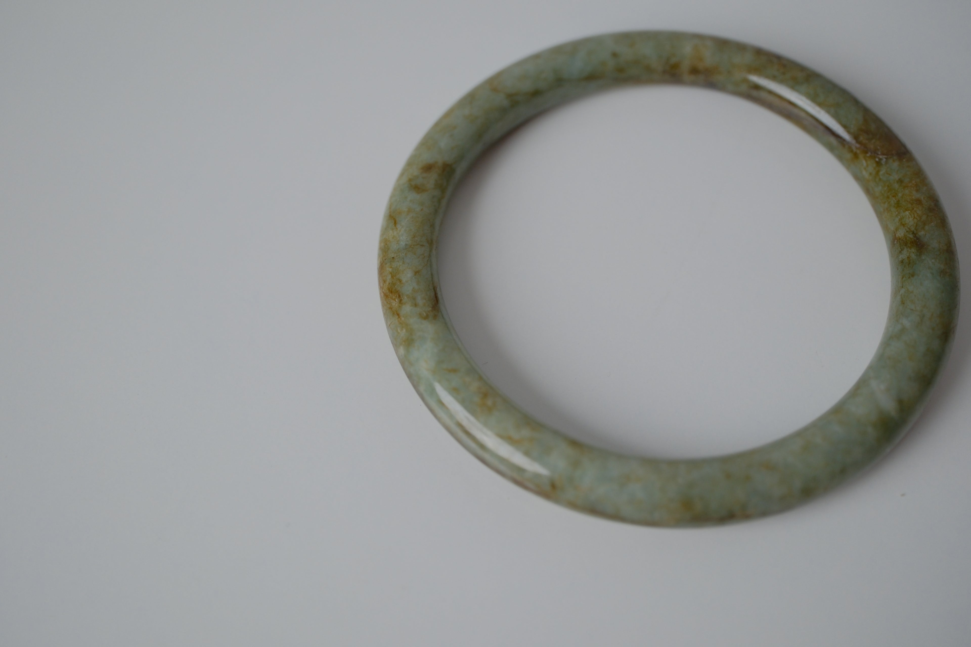 Natural Jadeite 'Moss in Snow" Bangle