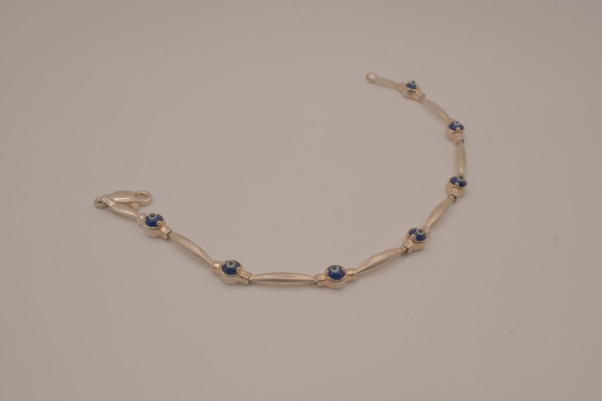 Sterling silver evil eye protection bracelet