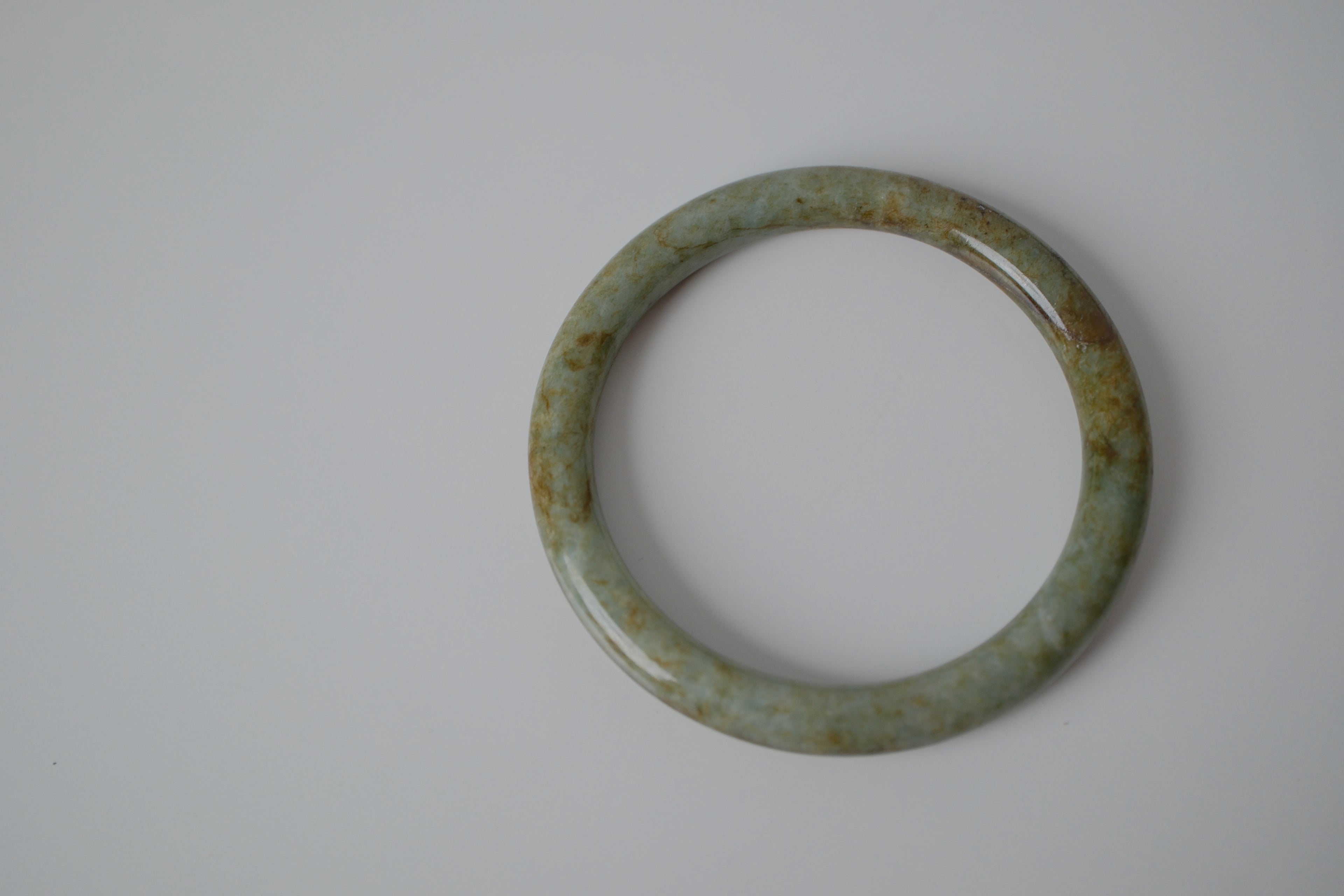 Natural Jadeite 'Moss in Snow" Bangle