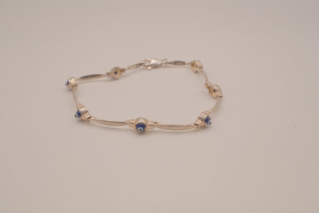 Sterling silver evil eye protection bracelet