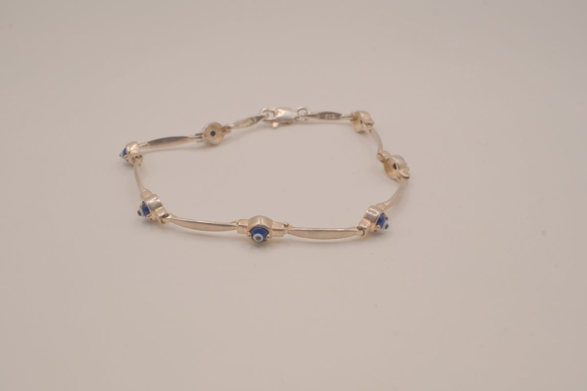 Sterling silver evil eye protection bracelet