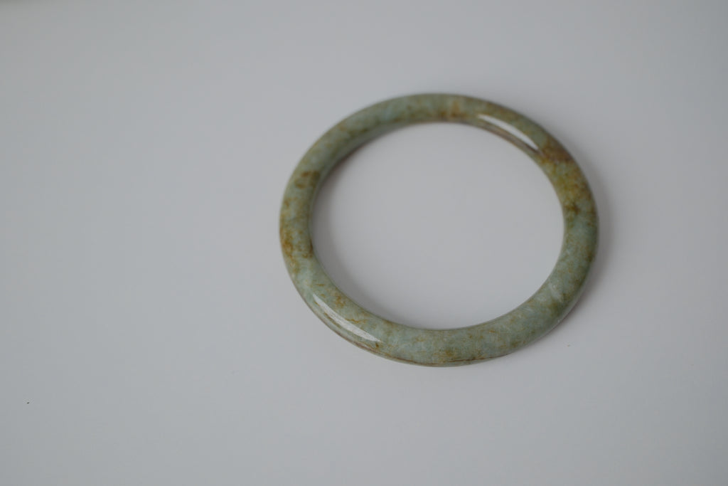 Natural Jadeite 'Moss in Snow" Bangle