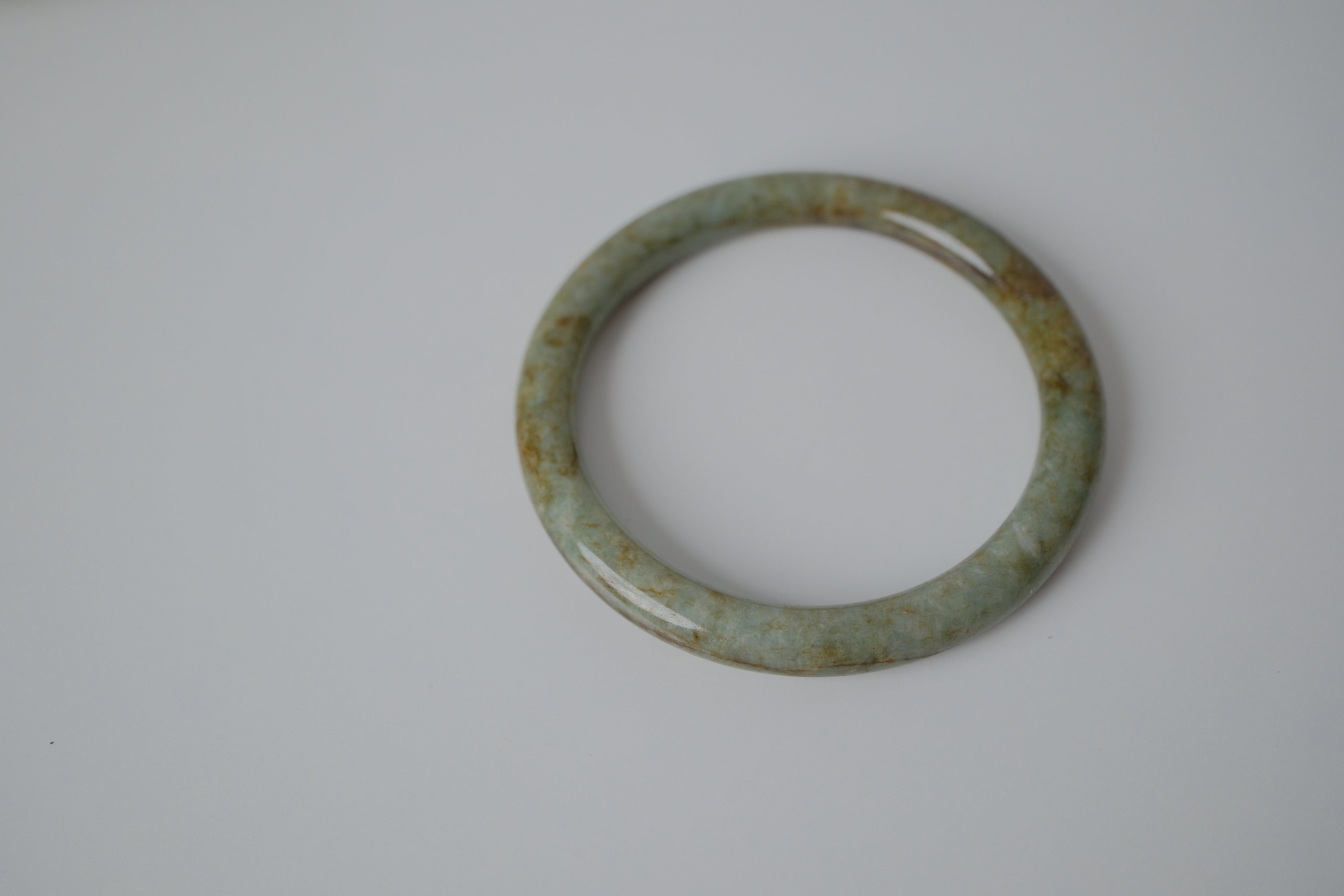 Natural Jadeite 'Moss in Snow" Bangle
