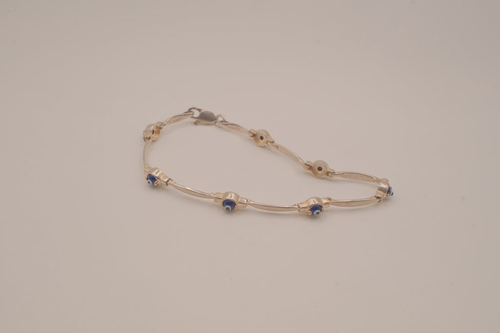 Sterling silver evil eye protection bracelet