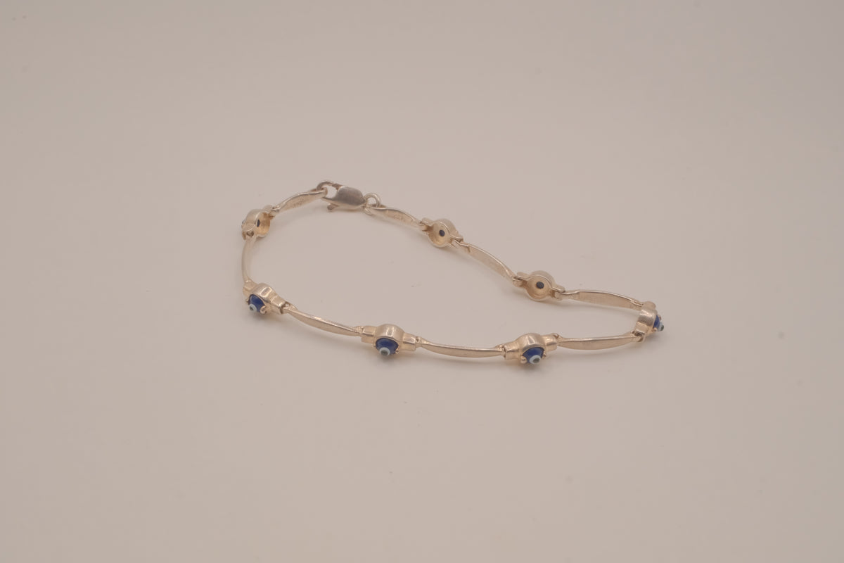 Sterling silver evil eye protection bracelet
