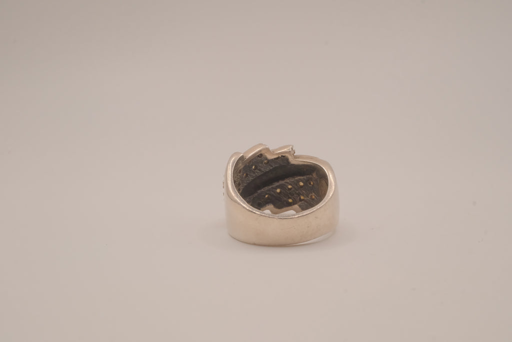 Vintage Sterling silver two-tone cocktail ring