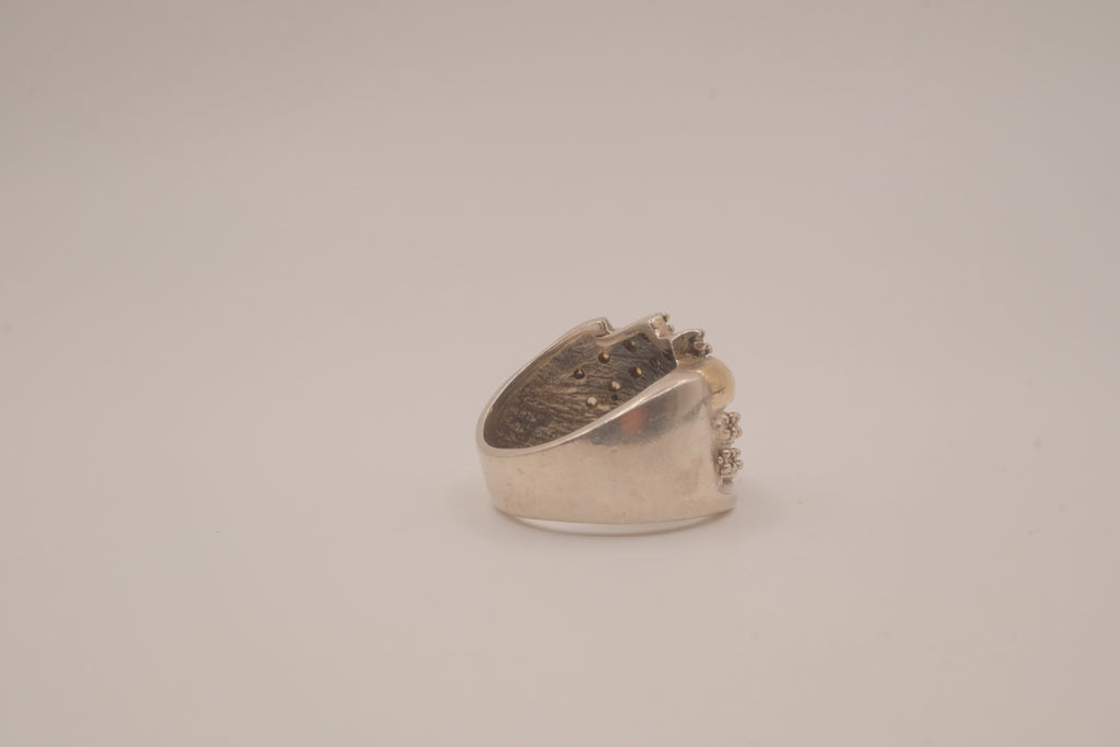 Vintage Sterling silver two-tone cocktail ring