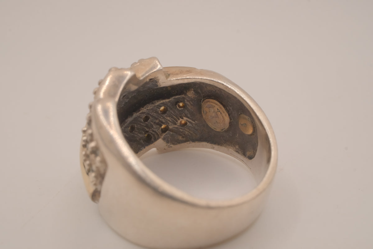 Vintage Sterling silver two-tone cocktail ring