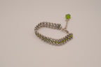 Silver tone Olive green crystal beaded bracelet