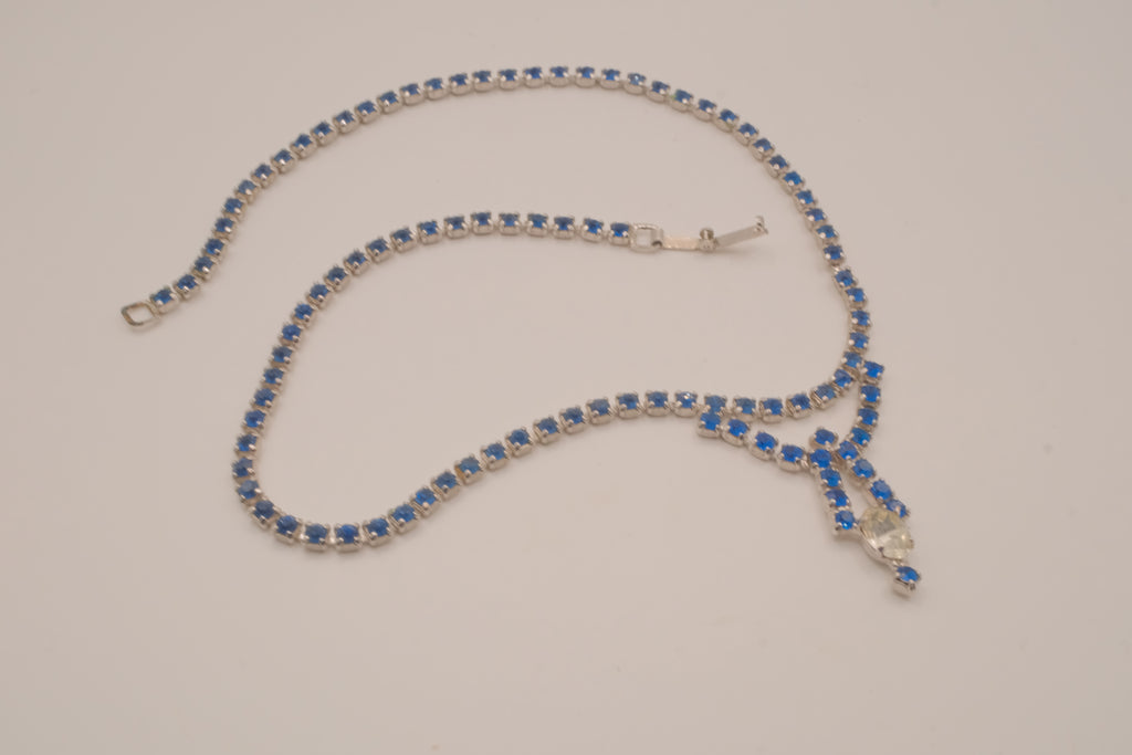 Vintage mid century Cobalt blue rhinestones necklace