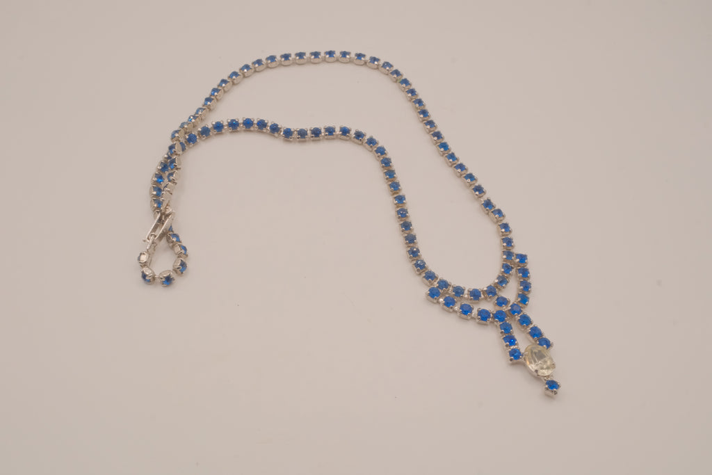 Vintage mid century Cobalt blue rhinestones necklace