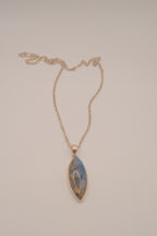 Sterling silver marquise-cut labradorite pendant necklace