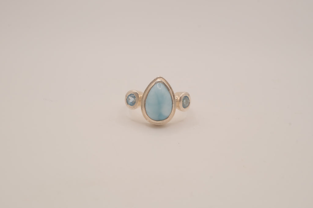 Sterling silver Larimar and Blue Topaz ring