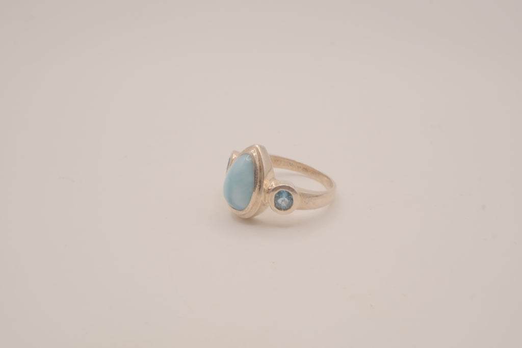 Sterling silver Larimar and Blue Topaz ring
