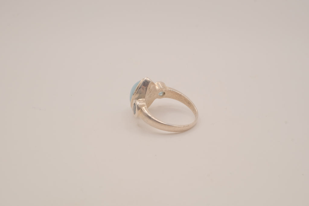 Sterling silver Larimar and Blue Topaz ring
