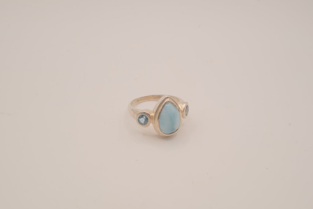 Sterling silver Larimar and Blue Topaz ring