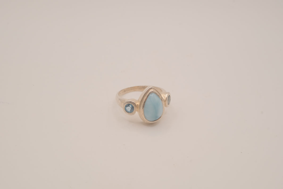 Sterling silver Larimar and Blue Topaz ring