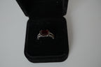 Vintage NVC sterling silver garnet solitaire ring