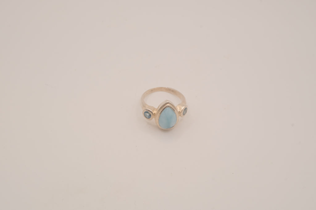 Sterling silver Larimar and Blue Topaz ring