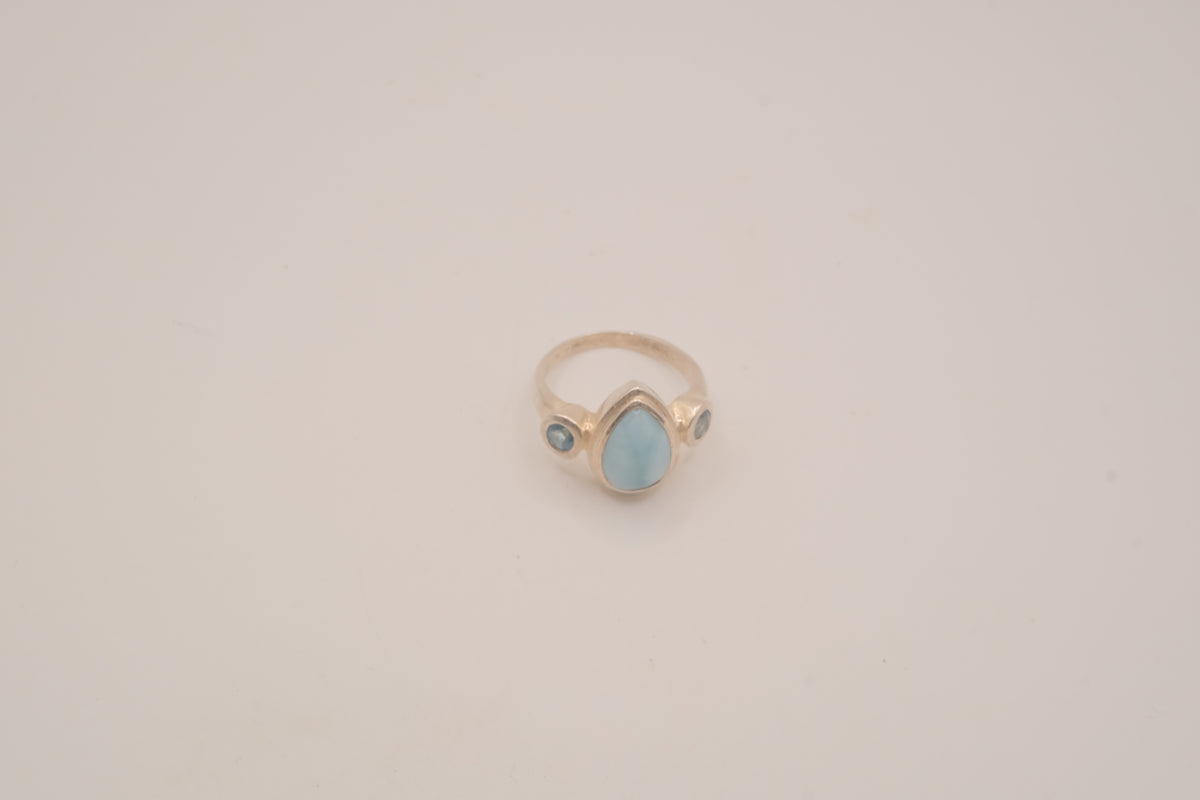 Sterling silver Larimar and Blue Topaz ring
