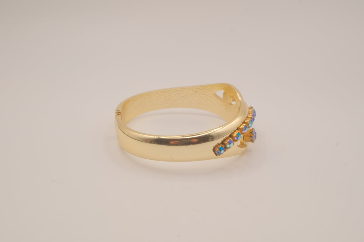Vintage mid-century hinged clamper cuff bracelet