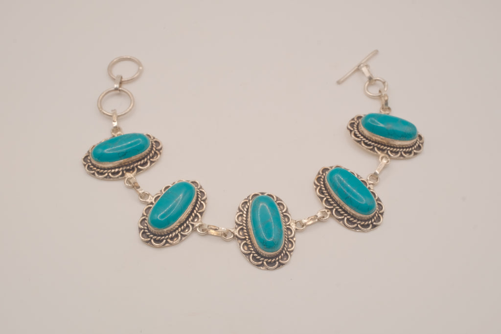Vintage Sterling silver Turquoise link bracelet