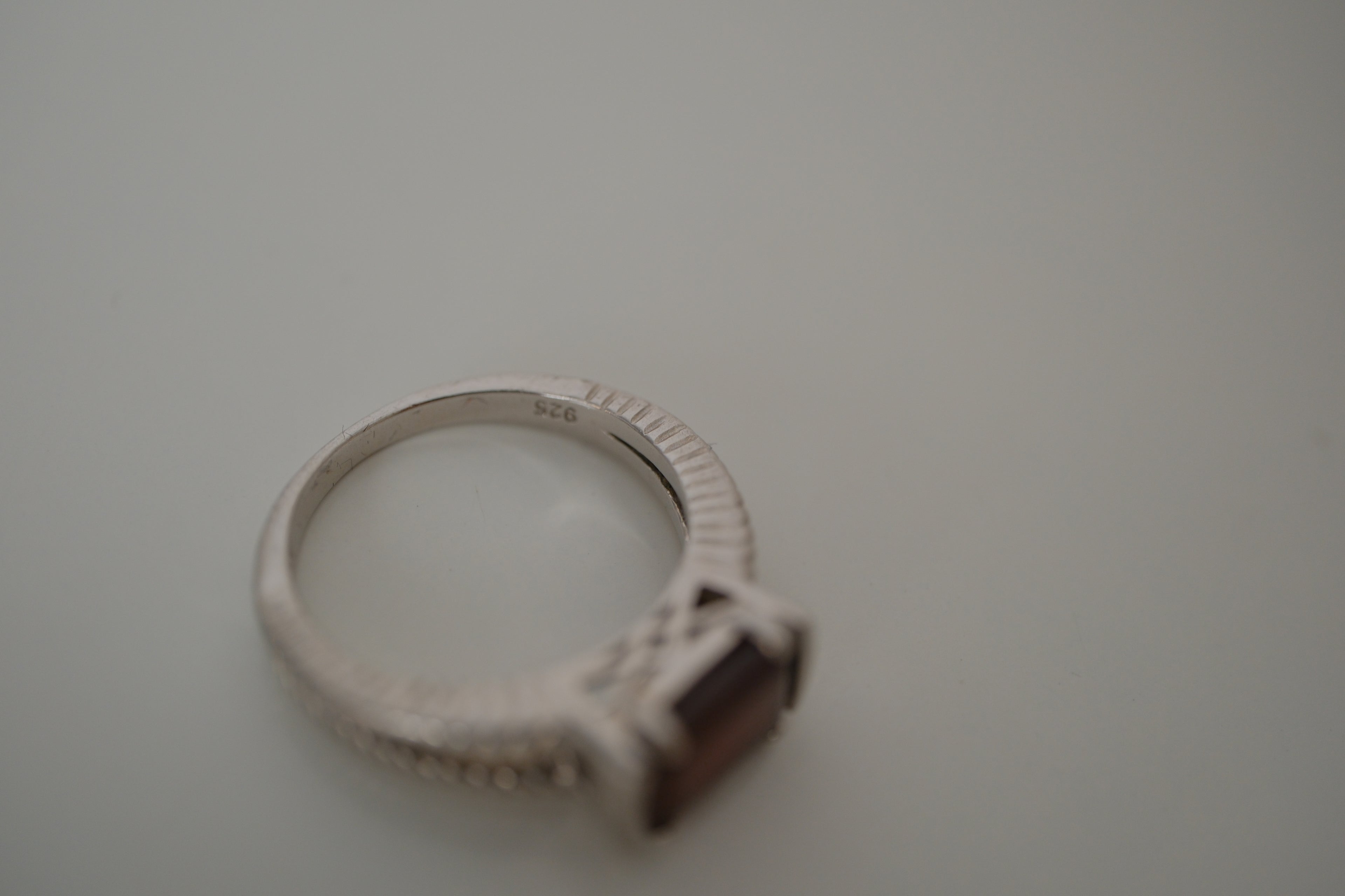 Vintage NVC sterling silver garnet solitaire ring