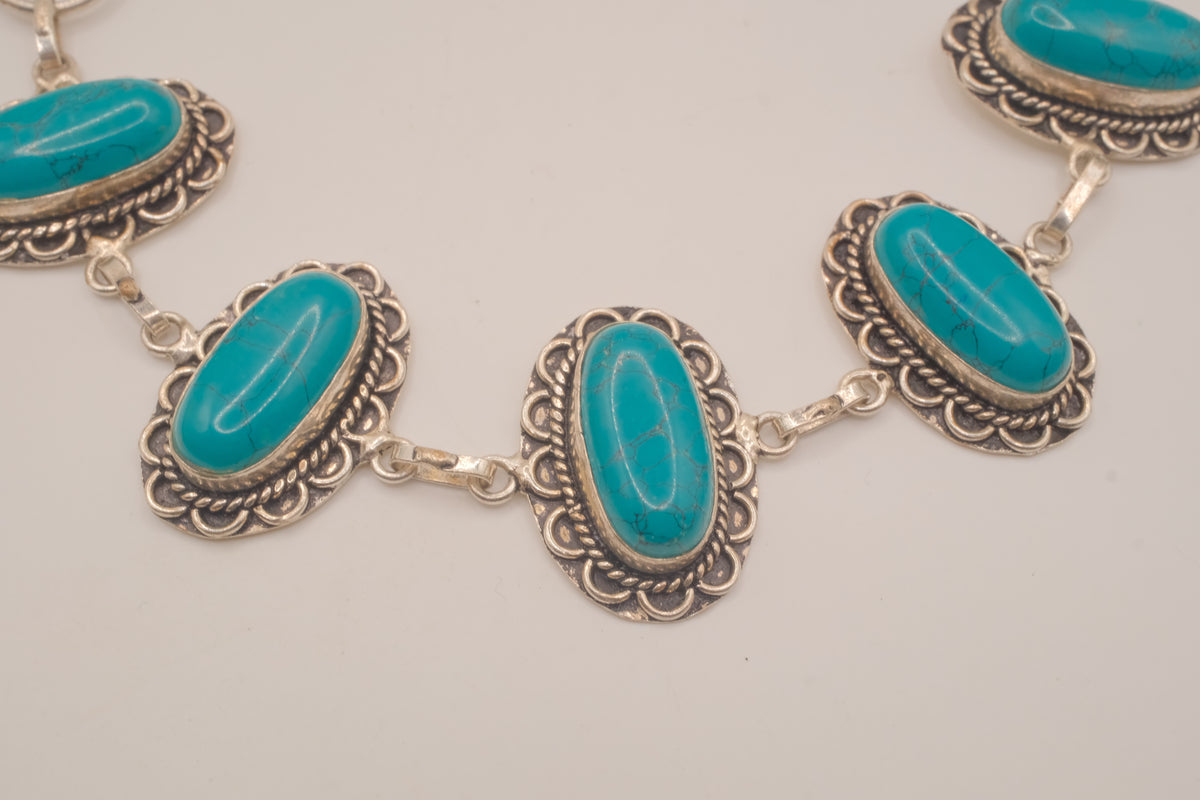 Vintage Sterling silver Turquoise link bracelet