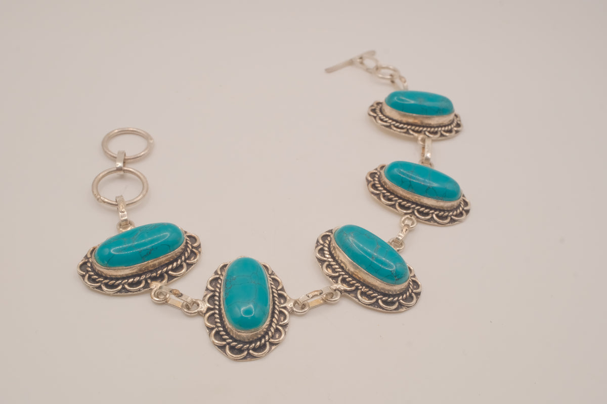 Vintage Sterling silver Turquoise link bracelet