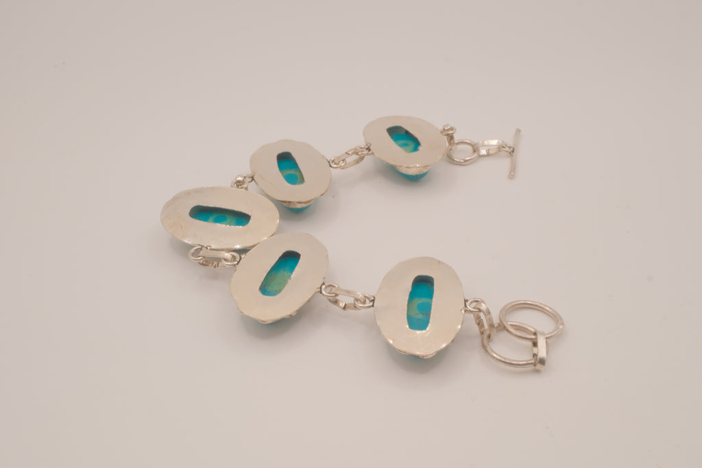 Vintage Sterling silver Turquoise link bracelet