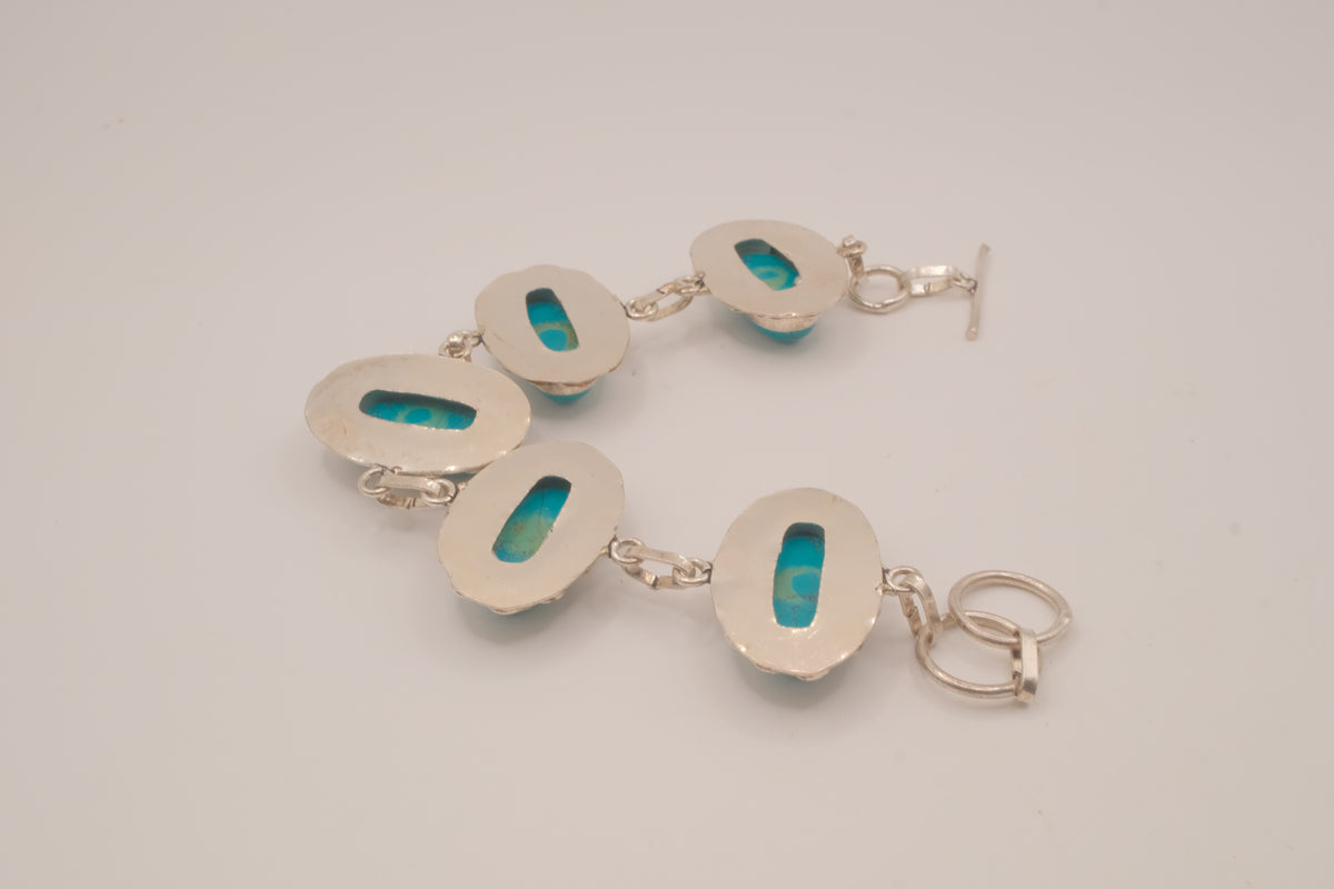 Vintage Sterling silver Turquoise link bracelet