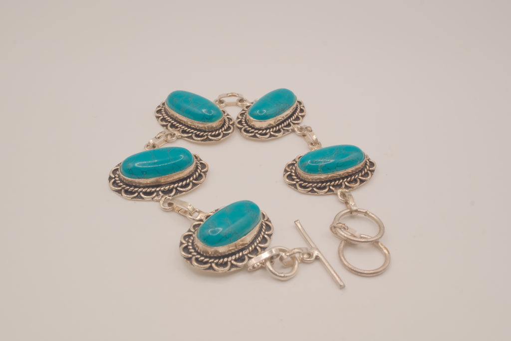 Vintage Sterling silver Turquoise link bracelet