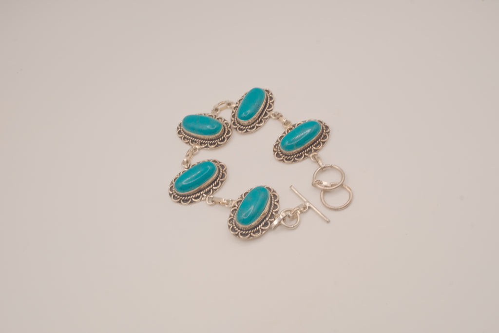 Vintage Sterling silver Turquoise link bracelet