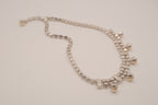 Vintage rhinestone and faux pearl fringe collar necklace