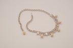 Vintage rhinestone and faux pearl fringe collar necklace