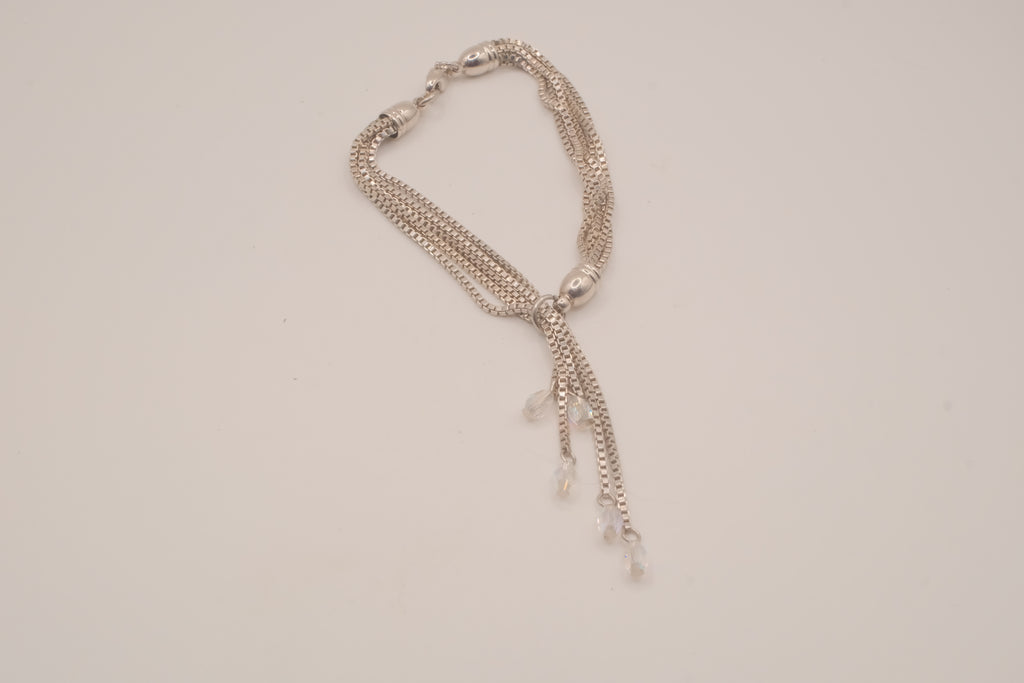 Vintage multi-strand silver slide lariat bracelet