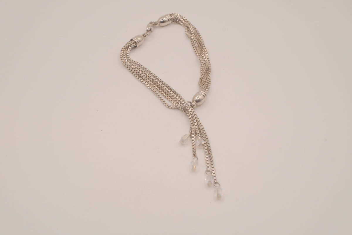 Vintage multi-strand silver slide lariat bracelet